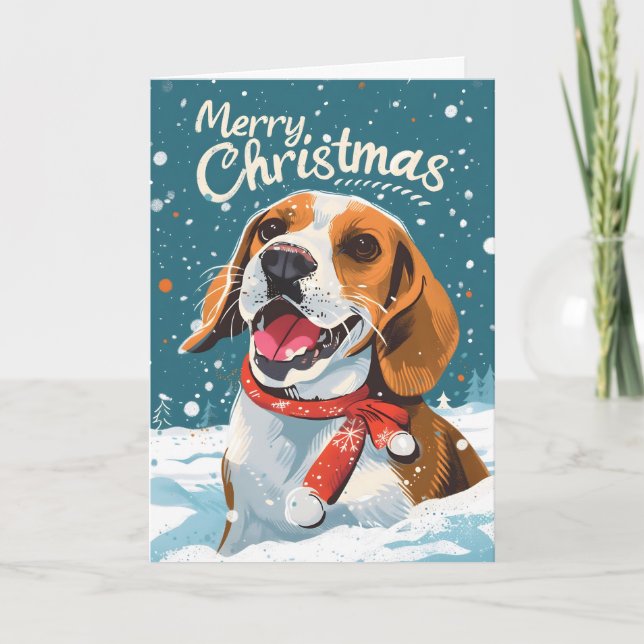 Tarjeta Festiva Beagle Navidades (Anverso)