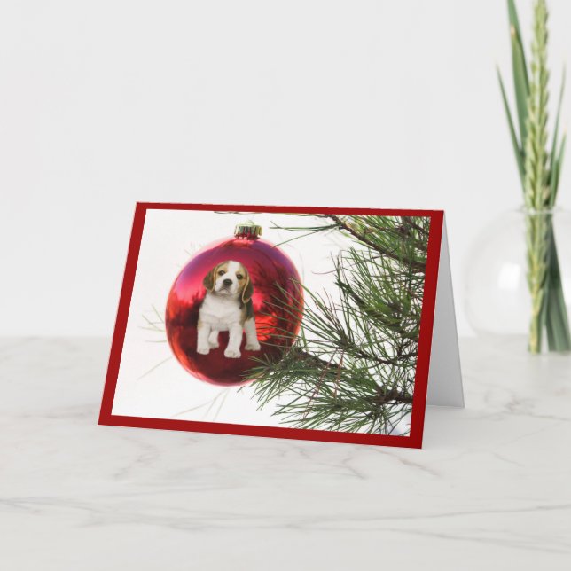 Tarjeta Festiva Beagle Navidades Card Ball (Anverso)
