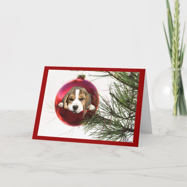 Tarjeta Festiva Beagle Navidades Card Ball (Anverso)