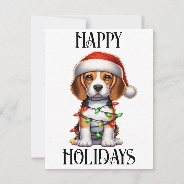 Tarjeta Festiva Beagle Navidades Cute (Anverso)