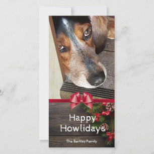 Tarjeta Festiva Beagle Photo Navidades Perros de Hound Felices Fel