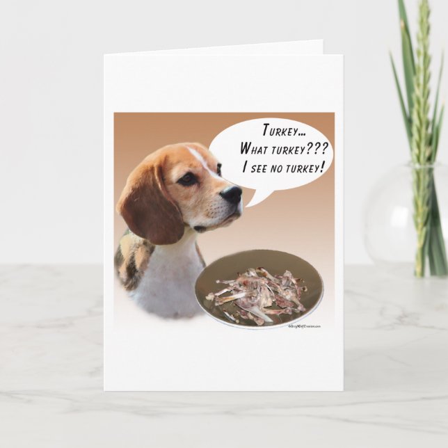 Tarjeta Festiva Beagle Turkey (Anverso)
