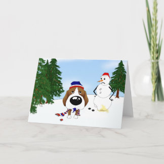 Tarjeta Festiva Beagle Winter Scene
