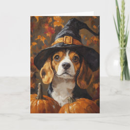 Tarjeta Festiva Beagle Witch Halloween