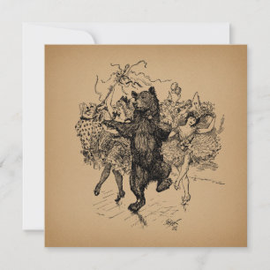 Tarjeta Festiva Bear bailando arte de circo vintage