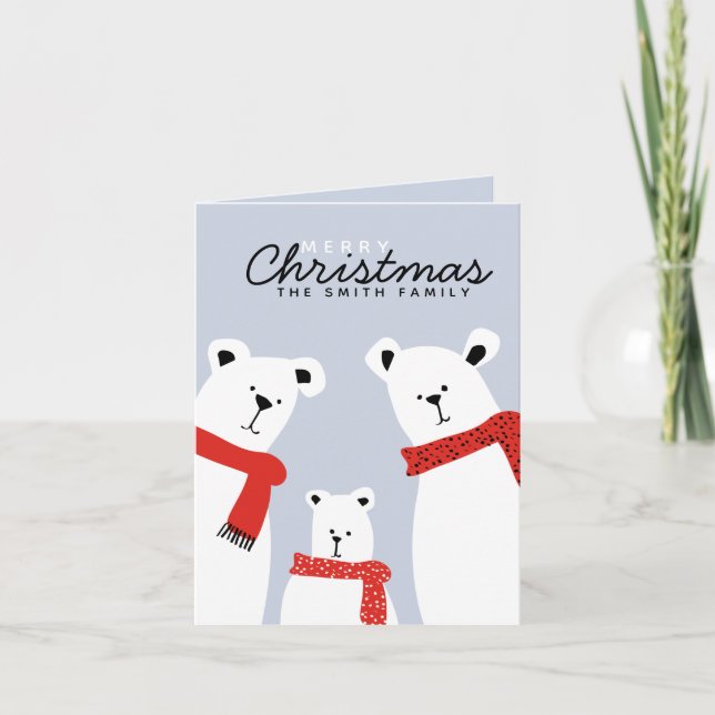Tarjeta Festiva Bear Family Merry Christmas (Anverso)
