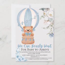 Tarjeta Festiva Bearly Wait Hot Air Ballon Baby Shower Invitation