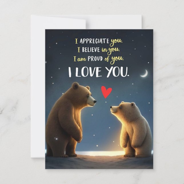 Tarjeta Festiva Bears Love You Night Sky Card (Anverso)
