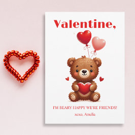 Tarjeta Festiva Beary Happy Friends Red Heart Teddy Bear Valentine