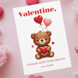 Tarjeta Festiva Beary Happy Friends Red Heart Teddy Bear Valentine