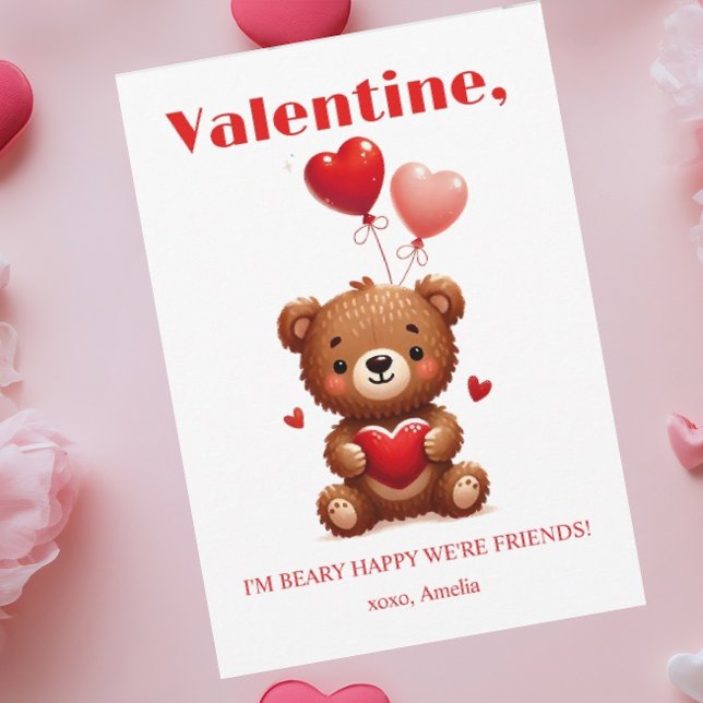 Tarjeta Festiva Beary Happy Friends Red Heart Teddy Bear Valentine (Subido por el creador)