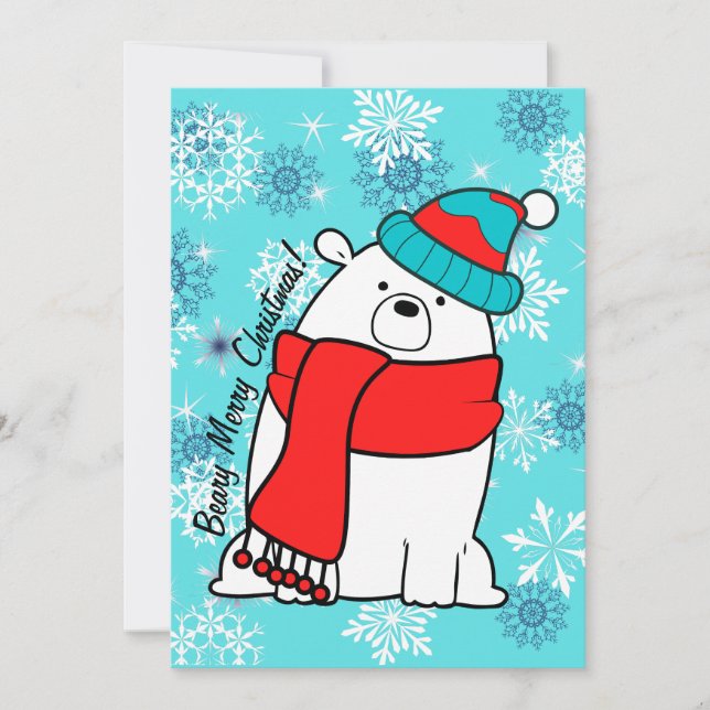 Tarjeta Festiva Beary Merry Christmas (Anverso)