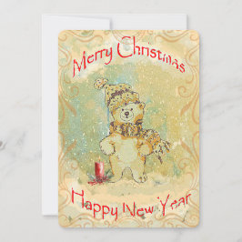 Tarjeta Festiva Beary Merry Christmas Card