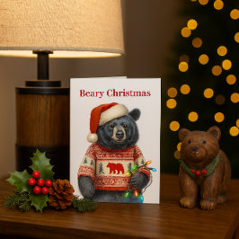 Tarjeta Festiva Beary Merry Christmas Holiday Card