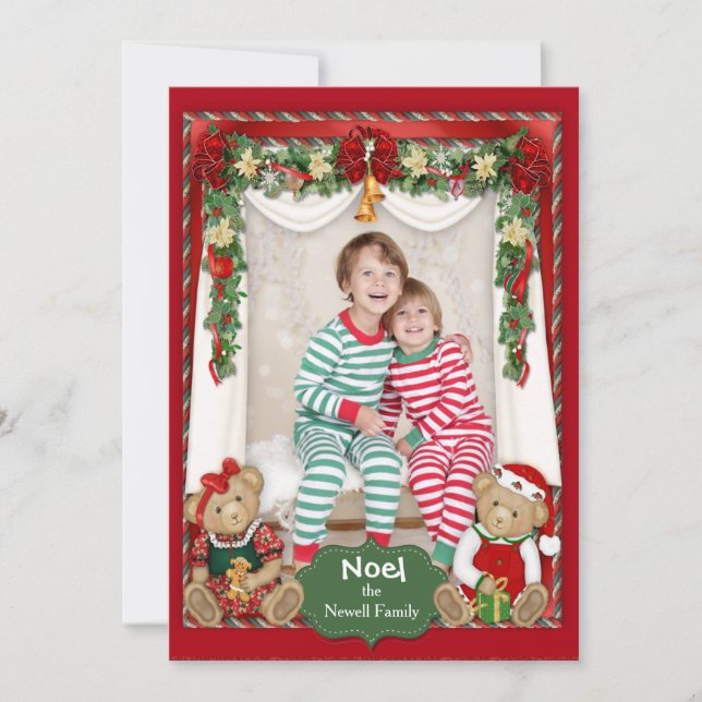 Tarjeta Festiva Beary Merry Christmas Photo Card (Anverso)