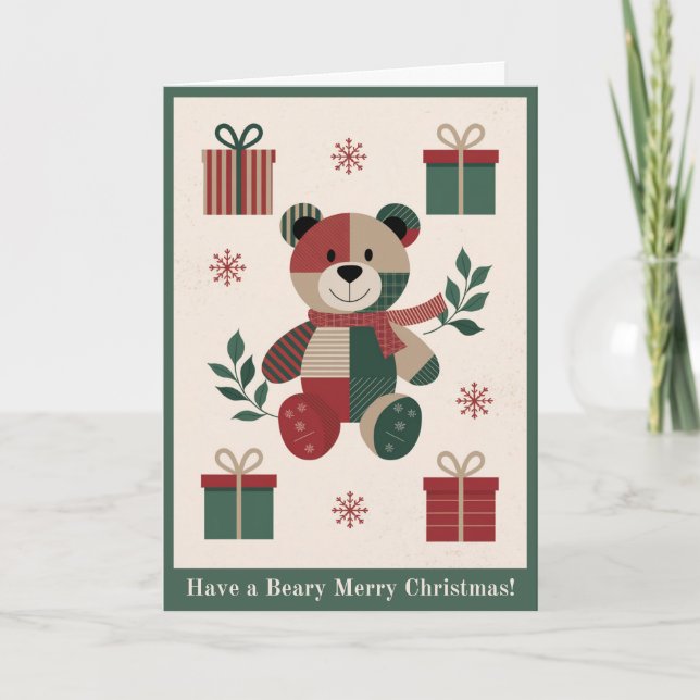 Tarjeta Festiva Beary Merry Holiday Card (Anverso)