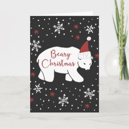 Tarjeta Festiva Beary Navidades Santa Hat Polar Bear