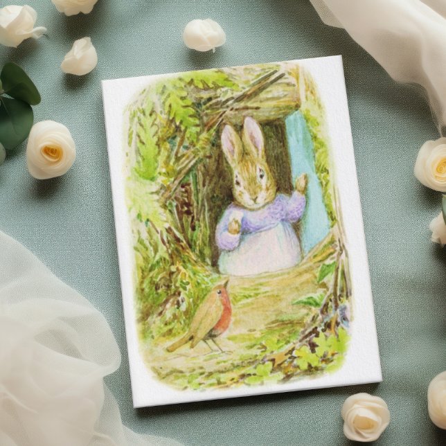 Tarjeta Festiva Beatrix Potter Petirrojo anuncia la primavera  (Subido por el creador)