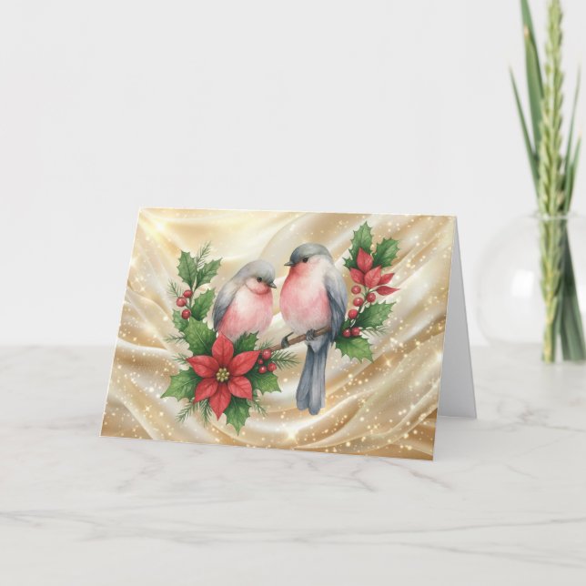 Tarjeta Festiva Beautiful Birds Christmas (Anverso)