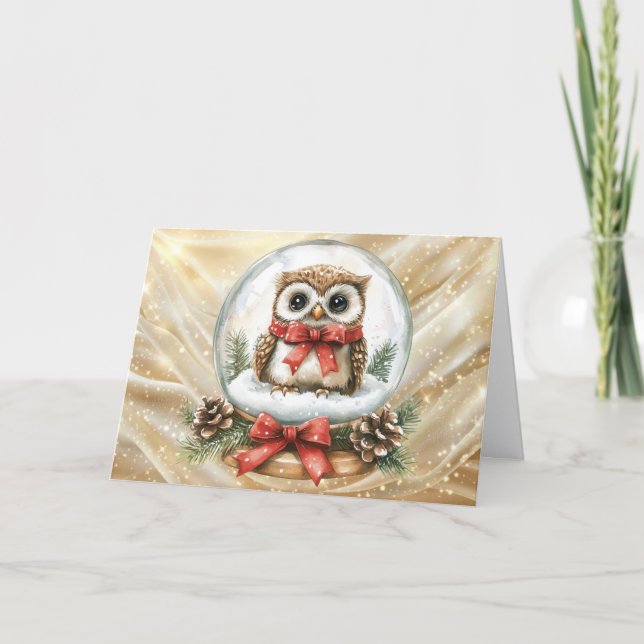 Tarjeta Festiva Beautiful Brown Owl Christmas (Anverso)