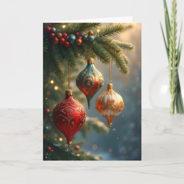 Tarjeta Festiva Beautiful Christmas Ornaments (Anverso)