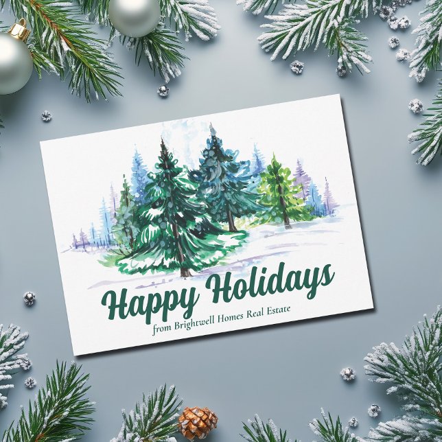 Tarjeta Festiva Beautiful Christmas Trees Landscape Custom Company (Subido por el creador)
