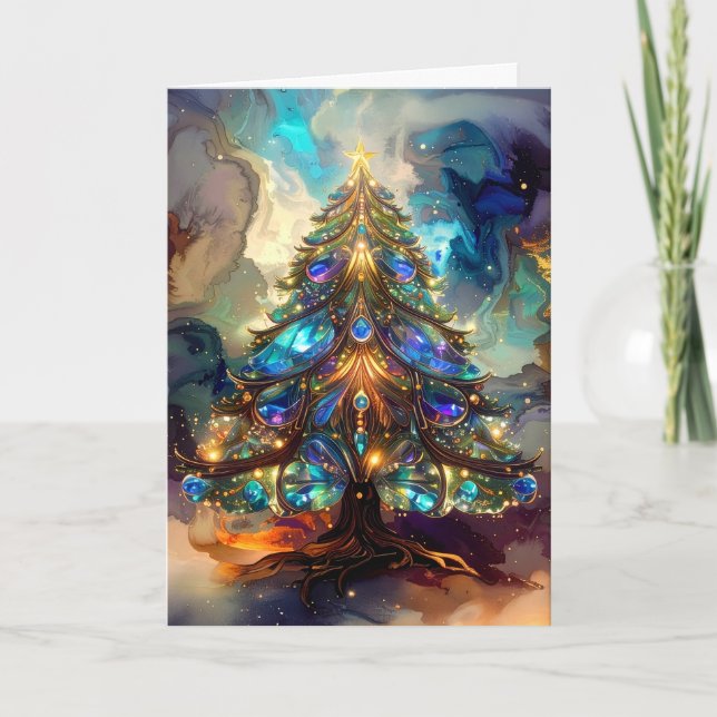 Tarjeta Festiva Beautiful Elegant Renaissance Style Christmas Tree (Anverso)