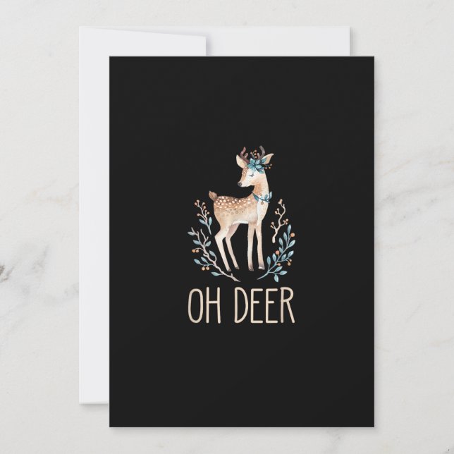 Tarjeta Festiva Beautiful Funny Deer Oh Deer Modern Design (Anverso)