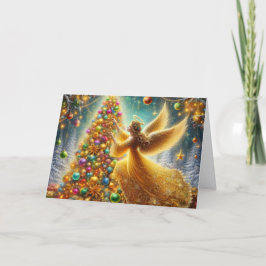 Tarjeta Festiva Beautiful Golden Angel Christmas