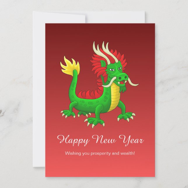 Tarjeta Festiva Beautiful Hand Drawn Chinese Dragon (Anverso)
