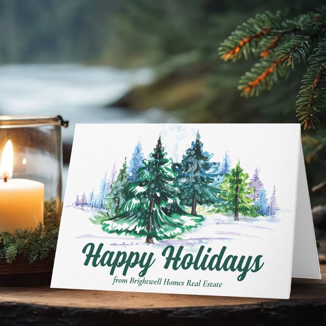 Tarjeta Festiva Beautiful Happy Holidays Christmas Trees Business (Subido por el creador)