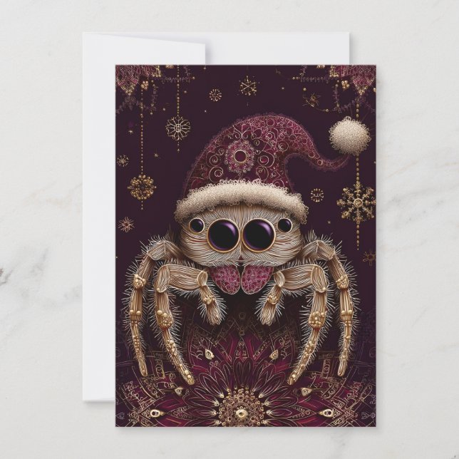 Tarjeta Festiva Beautiful Jumping Spider Christmas Cards (Anverso)