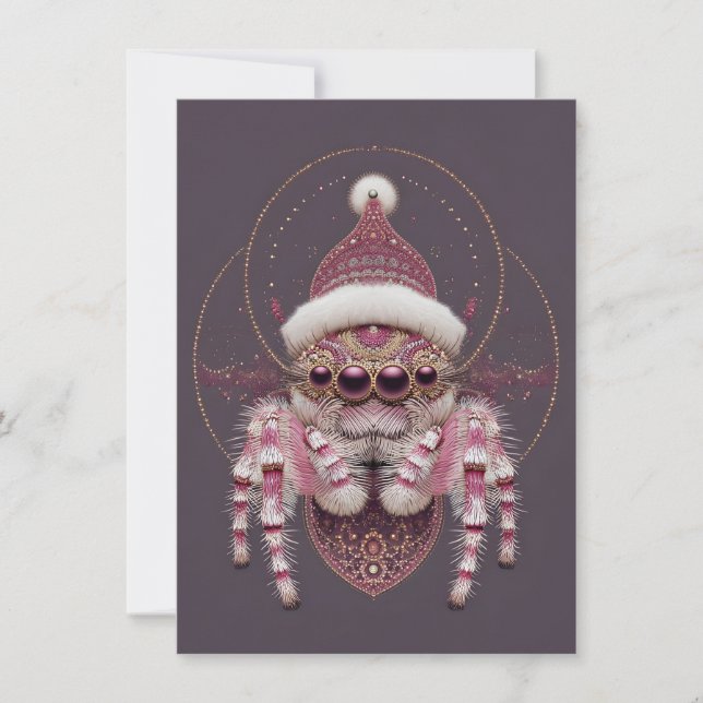 Tarjeta Festiva Beautiful Jumping Spider Christmas Cards (Anverso)