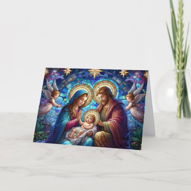 Tarjeta Festiva Beautiful Nativity Scene Holiday Christmas (Anverso)
