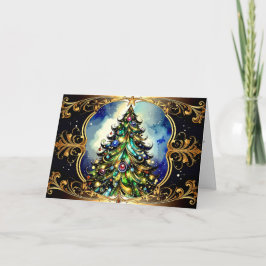 Tarjeta Festiva Beautiful Ornate Elegant Victorian Christmas Tree