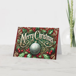 Tarjeta Festiva Beautiful Ornate Merry Christmas