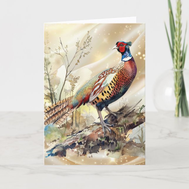 Tarjeta Festiva Beautiful Pheasant Christmas (Anverso)