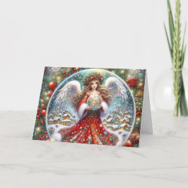 Tarjeta Festiva Beautiful Snowy Angel Christmas