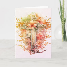 Tarjeta Festiva Beautiful Watercolor Christian Cross Holiday Card