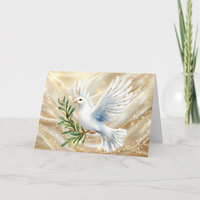 Tarjeta Festiva Beautiful White Dove Christmas (Anverso)