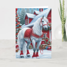 Tarjeta Festiva Beautiful White Horse Christmas