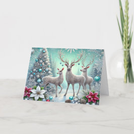 Tarjeta Festiva Beautiful White Stag Christmas Holiday Card