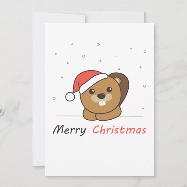 Tarjeta Festiva Beaver Christmas Snow Winter Animals Beaver (Anverso)