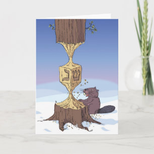 Tarjeta Festiva beaver dreidel HR