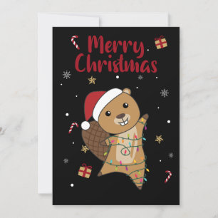 Tarjeta Festiva Beaver Navidades alegres Animales de invierno se p