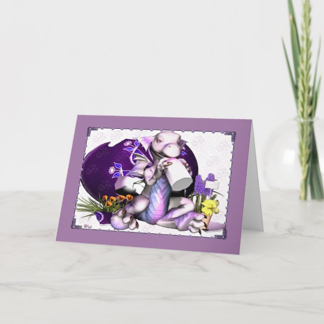 Tarjeta Festiva Bebé 1 del dragón de Pascua (Anverso)