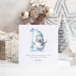 Tarjeta Festiva Bebé 1 Navidades acarician a Snowman