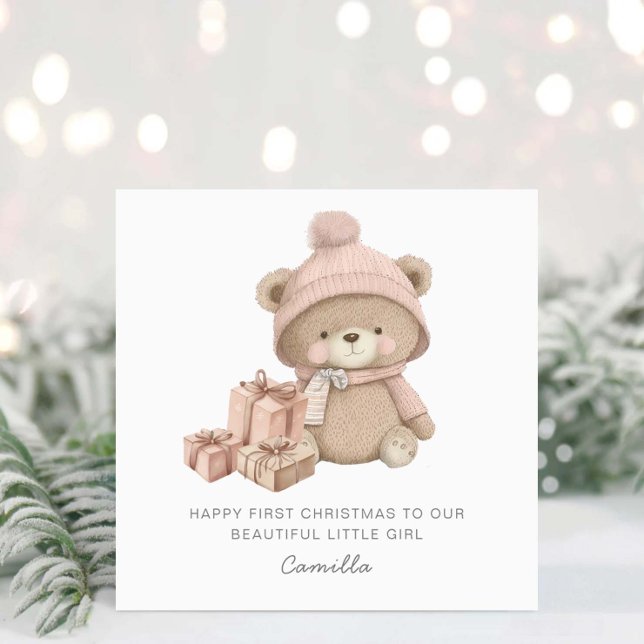 Tarjeta Festiva Bebé 1 Navidades Cute Teddy Bear (Subido por el creador)