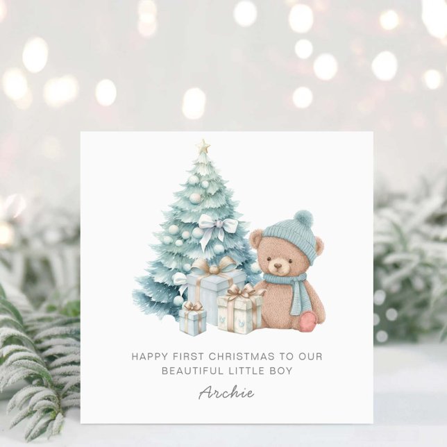 Tarjeta Festiva Bebé 1 Navidades Cute Teddy Bear (Subido por el creador)