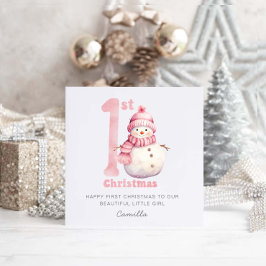 Tarjeta Festiva Bebé 1 Navidades se burlan del hombre de nieve ros